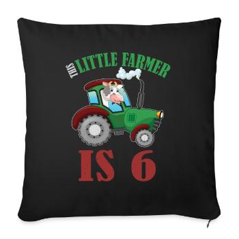 Birth Born Age 6 Years Old Farmer Cow Tractor - Sofakissenbezug 45 x 45 cm - Schwarz - Vorne