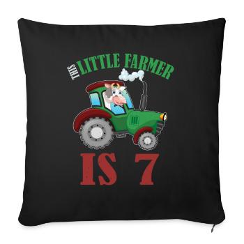 Birth Born Age 7 Years Old Farmer Cow Tractor - Sofakissenbezug 45 x 45 cm - Schwarz - Vorne