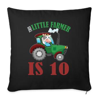 Birth Born Age 10 Years Old Farmer Cow Tractor - Sofakissenbezug 45 x 45 cm - Schwarz - Vorne