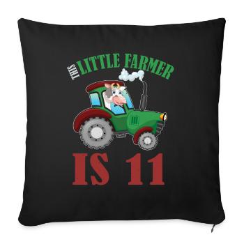 Naissance Né 11 ans Agriculteur Tracteur de vache - Housse de coussin décorative 45 x 45 cm - noir - Devant