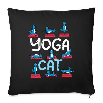 Zen Namaste Animal Meditation Cat Yoga - Sofa pillowcase 17,3'' x 17,3'' (45 x 45 cm) - black - Front
