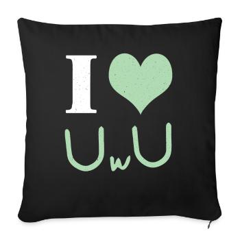 Love UwU Face Vaporwave Anime Heart Otaku - Sofakissenbezug 45 x 45 cm - Schwarz - Vorne