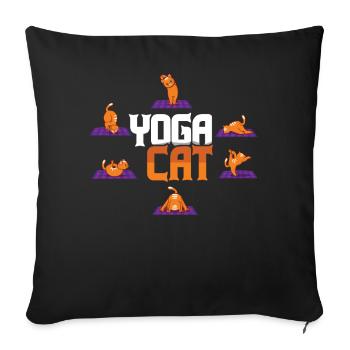Zen Namaste Animal Meditation Pilates Cat Yoga - Sofa pillowcase 17,3'' x 17,3'' (45 x 45 cm) - black - Front