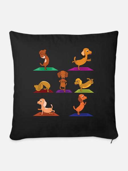 Zen Namaste Animal Meditation Dachshund Yoga - Sofakissenbezug 45 x 45 cm - Schwarz