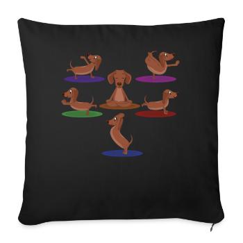 Zen Namaste Animal Meditation Cute Dachshund Yoga - Sofa pillowcase 17,3'' x 17,3'' (45 x 45 cm) - black - Front