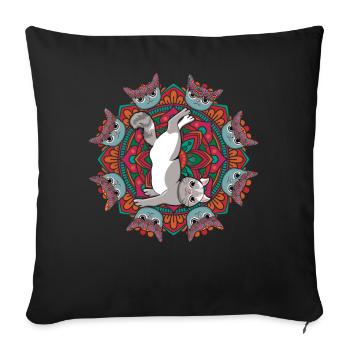 Zen Namaste Animal Meditation Mandala Cat Yoga - Sofa pillowcase 17,3'' x 17,3'' (45 x 45 cm) - black - Front
