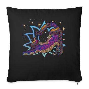 Namaste Animal Meditation Mandala Cat Yoga - Sofa pillowcase 17,3'' x 17,3'' (45 x 45 cm) - black - Front