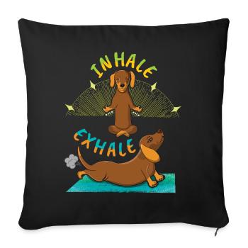 Zen Namaste Animal Meditation Kawaii Dog Yoga - Sofa pillowcase 17,3'' x 17,3'' (45 x 45 cm) - black - Front