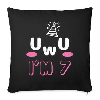 OwO UwU Face Age 7 Year Old Anime Aesthetic Otaku - Sofakissenbezug 45 x 45 cm - Schwarz - Vorne