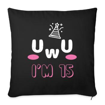 OwO UwU Face Age 15 Year Old Anime Aesthetic Otaku - Sofa pillowcase 17,3'' x 17,3'' (45 x 45 cm) - black - Front