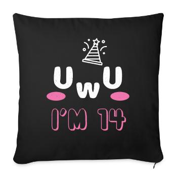 OwO UwU Face Age 14 Year Old Anime Aesthetic Otaku - Sofakissenbezug 45 x 45 cm - Schwarz - Vorne
