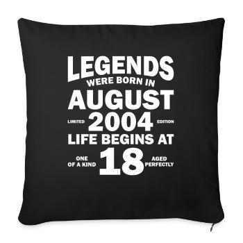 18ème anniversaire Août millésime 2004 idée cadeau - Housse de coussin décorative 45 x 45 cm - noir - Devant
