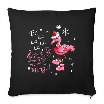 Flamingo Tenue de Noël Hiver - Housse de coussin décorative 45 x 45 cm - noir - Devant