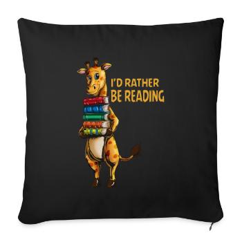 Afrika Giraffen ein Stapel Bücher lesen belesen - Sofakissenbezug 45 x 45 cm - Schwarz - Vorne