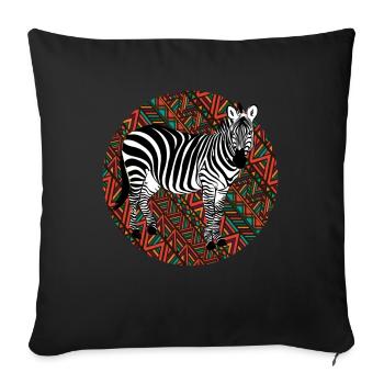 Tshirt zèbre en Afrique Horse Safari - Housse de coussin décorative 45 x 45 cm - noir - Devant