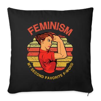 Féminisme Mot préféré Droits Femmes Égalité - Housse de coussin décorative 45 x 45 cm - noir - Devant