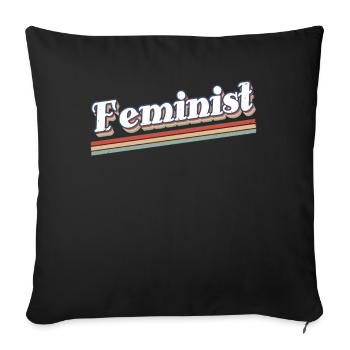 Féminisme féministe rétro Droits Égalité des femmes - Housse de coussin décorative 45 x 45 cm - noir - Devant