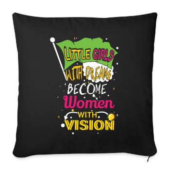Girls With Dream Féminisme Droits Femmes Égalité - Housse de coussin décorative 45 x 45 cm - noir - Devant