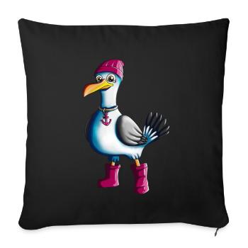 Low German Seagull Moin Saying North Sea Lover - Sofa pillowcase 17,3'' x 17,3'' (45 x 45 cm) - black - Front