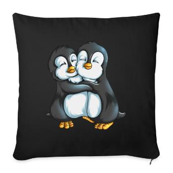 Two cuddly emperor penguin New Zealand seas - Sofa pillowcase 17,3'' x 17,3'' (45 x 45 cm) - black - Front