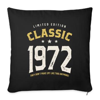Classic 1972 - 50ème anniversaire Retro Vintage - Housse de coussin décorative 45 x 45 cm - noir - Devant