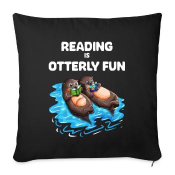 Deux loutres mignonnes aiment lire Les enseignants aiment apprendre - Housse de coussin décorative 45 x 45 cm - noir - Devant