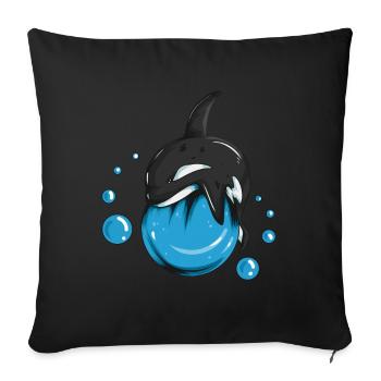 Jeu de baignade Motif baleine Mer Océan Amoureux des baleines - Housse de coussin décorative 45 x 45 cm - noir - Devant
