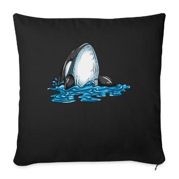 Plongées de baleine sur des mammifères marins Orques baleines enfants - Housse de coussin décorative 45 x 45 cm - noir - Devant