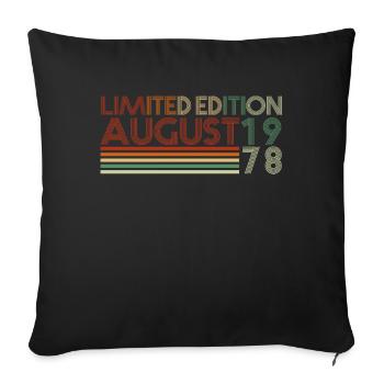 44e anniversaire Naissance en août 1978 Idée cadeau - Housse de coussin décorative 45 x 45 cm - noir - Devant