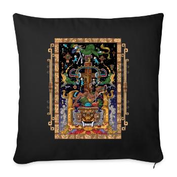 Ancien sarcophage du roi maya Pakal - Housse de coussin décorative 45 x 45 cm - noir - Devant
