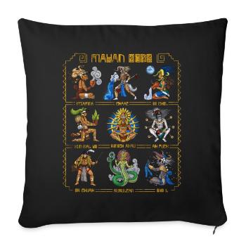 Dieux de l’ancienne civilisation maya - Housse de coussin décorative 45 x 45 cm - noir - Devant