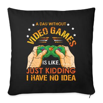 Retro Video Gamer Amateur Gamer Une journée sans jeu - Housse de coussin décorative 45 x 45 cm - noir - Devant