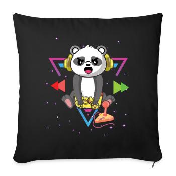 Gaming Panda Bear Playing Video Game Lover Gaming - Sofa pillowcase 17,3'' x 17,3'' (45 x 45 cm) - black - Front