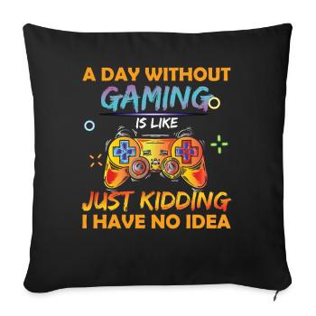 Journée des joueurs amateurs de jeux vidéo sans jeu - Housse de coussin décorative 45 x 45 cm - noir - Devant