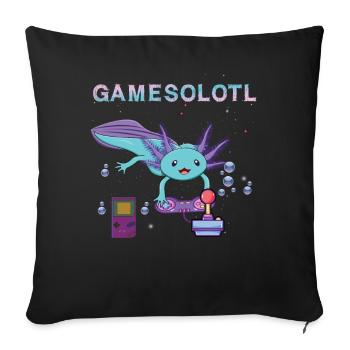 Cute Axolotl Games A Lot Video Game Lover Gaming - Sofa pillowcase 17,3'' x 17,3'' (45 x 45 cm) - black - Front