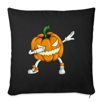 Tête de citrouille effrayante Drôle Déguisement Halloween - Housse de coussin décorative 45 x 45 cm - noir - Devant