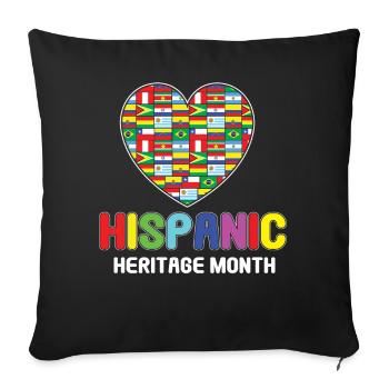 Hearts Love Flags Hispanic Heritage Month - Sofa pillowcase 17,3'' x 17,3'' (45 x 45 cm) - black - Front