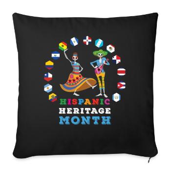 Skeleton Bones Flag Hispanic Heritage Month - Sofakissenbezug 45 x 45 cm - Schwarz - Vorne