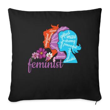 Féminisme féministe intelligent Droits Égalité des femmes - Housse de coussin décorative 45 x 45 cm - noir - Devant