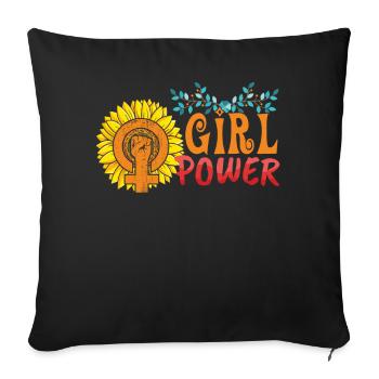 Power Girl Féminisme féministe Droits Femmes Égalité - Housse de coussin décorative 45 x 45 cm - noir - Devant