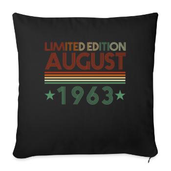 59. Geburtstag August Jahrgang 1963 Geschenkidee - Sofakissenbezug 45 x 45 cm - Schwarz - Vorne
