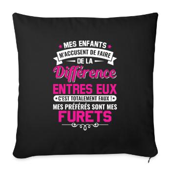 humour fête des mères maman propriétaire furets - Housse de coussin décorative 45 x 45 cm - noir - Devant