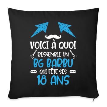 Beau gosse fête ses 18 ans anniversaire BG barbu - Housse de coussin décorative 45 x 45 cm - noir - Devant