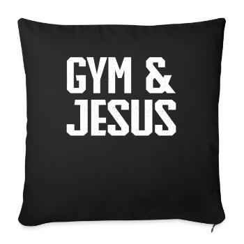 Gym and Jesus Christian Workout Gym and Jesus - Sofa pillowcase 17,3'' x 17,3'' (45 x 45 cm) - black - Front