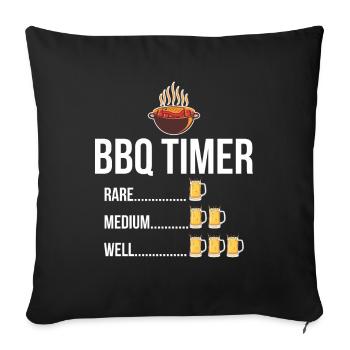 BBQ Timer Grill Bier Steak Lustiges Grillen - Sofakissenbezug 45 x 45 cm - Schwarz - Vorne