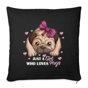 Juste une fille qui aime Pug’s Dog Pug Heart - Housse de coussin décorative 45 x 45 cm - noir - Devant
