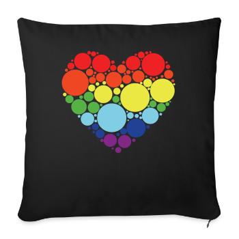 Art Pattern Heart Coloré Journée internationale des points - Housse de coussin décorative 45 x 45 cm - noir - Devant