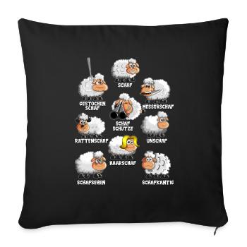 Schaf Unschaf Haarschaf Wortspiel Outfit Schäfer - Sofakissenbezug 45 x 45 cm - Schwarz - Vorne
