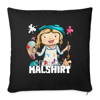 Malshirt Mädchen Kids Erwachsene süßes Maleroutfit - Sofakissenbezug 45 x 45 cm - Schwarz - Vorne