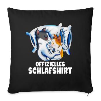 Katzenfreund Katzenbesitzer Schlafshirt Katzenpaar - Sofakissenbezug 45 x 45 cm - Schwarz - Vorne
